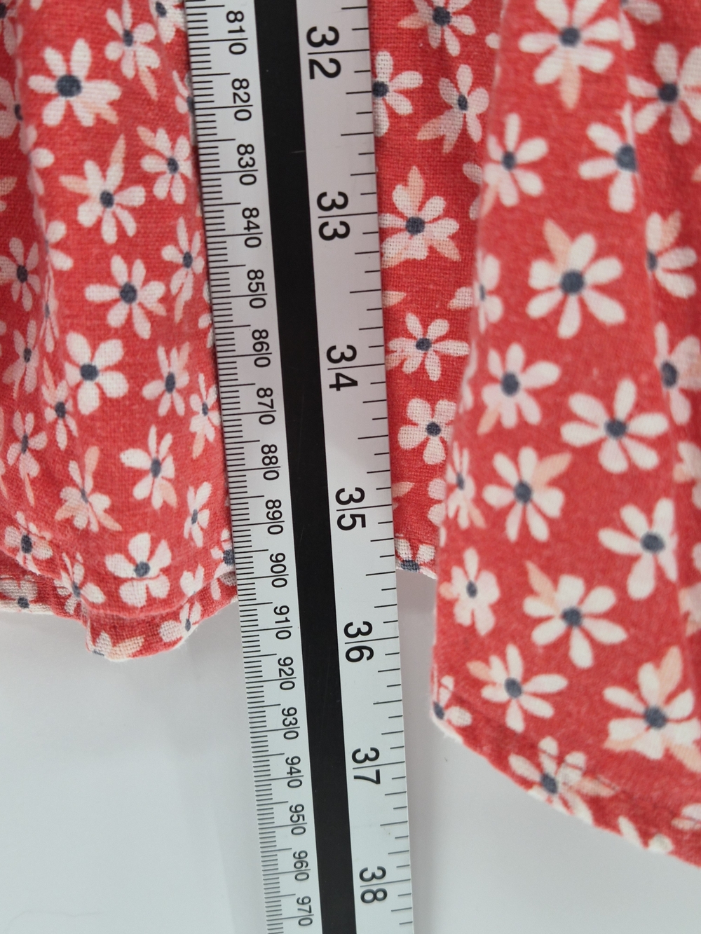 Old Navy Red Ditsy Floral Linen Blend Dolman Wrap Midi Dress Small Cottagecore - Picture 10 of 10